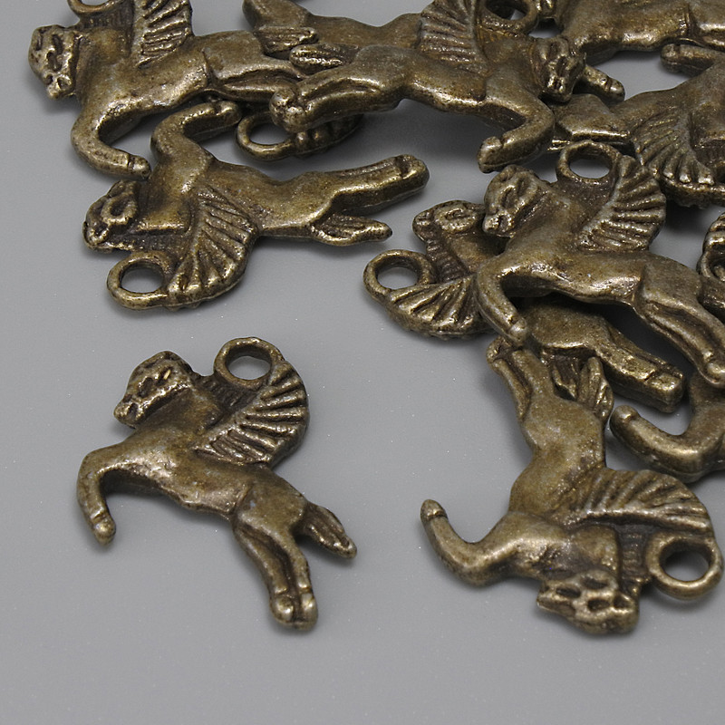 Pegasus Pendant in Bronze Tone, 16x17mm±, 2.4mm± ear hole, packaging 12 pcs