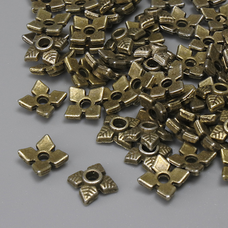 Hat cap findings for beads, bronze color, diameter 6x6x1, 5mm± hole, diameter 1.5mm±, packaging 44 pcs.