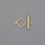 Toggle Clasp Clover, Gold-Tone, 14x3 mm ±, 10 mm ±, 8 mm hole Ø ±