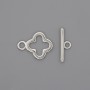 Toggle clasp charm, Clover shape, 17×2 mm±, decorative element 14 mm±, hole diameter 10 mm±, silver-tone metal