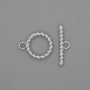 Toggle clasp hardware, diameter 22x2.5 mm ± circle diameter 15 mm ±, bore diameter 10 mm ±, silver metal color