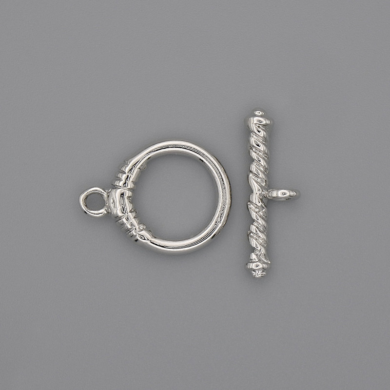 Toggle clasp hardware, diameter 23x3, 5mm± ring, diameter 14mm±, hole diameter 10mm±, silver metal color