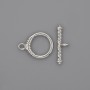 Toggle clasp hardware, diameter 23x3, 5mm± ring, diameter 14mm±, hole diameter 10mm±, silver metal color