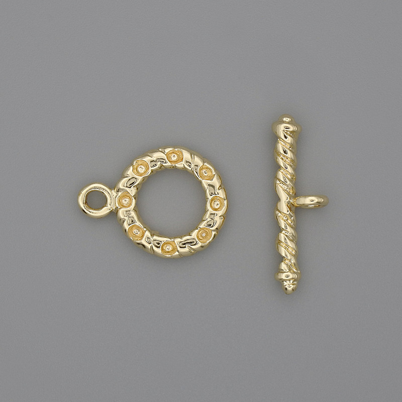 Toggle Clasp, gold-colored metal, diameter 21×3, 5mm± ring, diameter 13mm±, hole diameter 8mm±