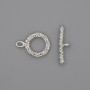 Toggle Clasp, silver color finish, diameter 21x3 mm, 5 mm ± circle, diameter 13 mm ±, hole diameter 8 mm ±, silver metal color