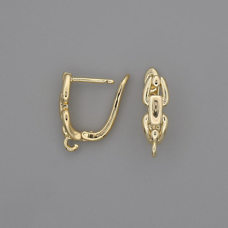 Earrings hooks, gold-tone metal 17×5.5 mm, pair
