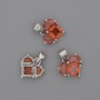 Pendant Heart with Red Crystals 12×12 mm ±, length 17 mm ±, Silver-Colored Metal