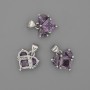 Heart Pendant with Purple Crystals 12x12mm ±, length 17mm ±, silver-tone metal