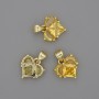 Heart Pendant with Yellow Crystals 12x12mm, 17mm long, gold-tone metal