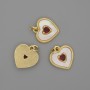 Pendant Mother of Pearl Heart 15x15mm+- red crystal, length 18mm+- gold-tone metal
