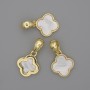 Pendant Mother-of-Pewter Shamrock 14x14mm+-, length 24mm+- gold-tone metal