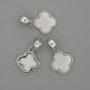Pendant Mother-of-P Pearl Four-Leaf Clover 14×14 mm ±, length 24 mm ±, silver metal