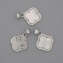 Pendant Pearl Oyster Clover White Crystals 15x15mm +-, length 22mm+- Silver metal