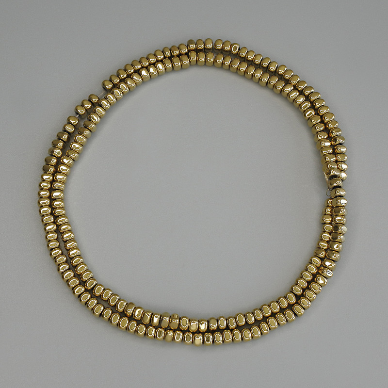 Hematite Beads Gold Color Square Rondelle 3x2mm+- on a thread, length 40cm+