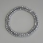 Hematite Beads Silver Color Faceted 4mm+ Round on Fishing Line, Length 38cm+
