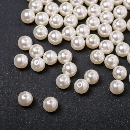 "Pearl-like" Acrylic Beads White, 12mm Diameter, 0.5kg ± 1000 pcs