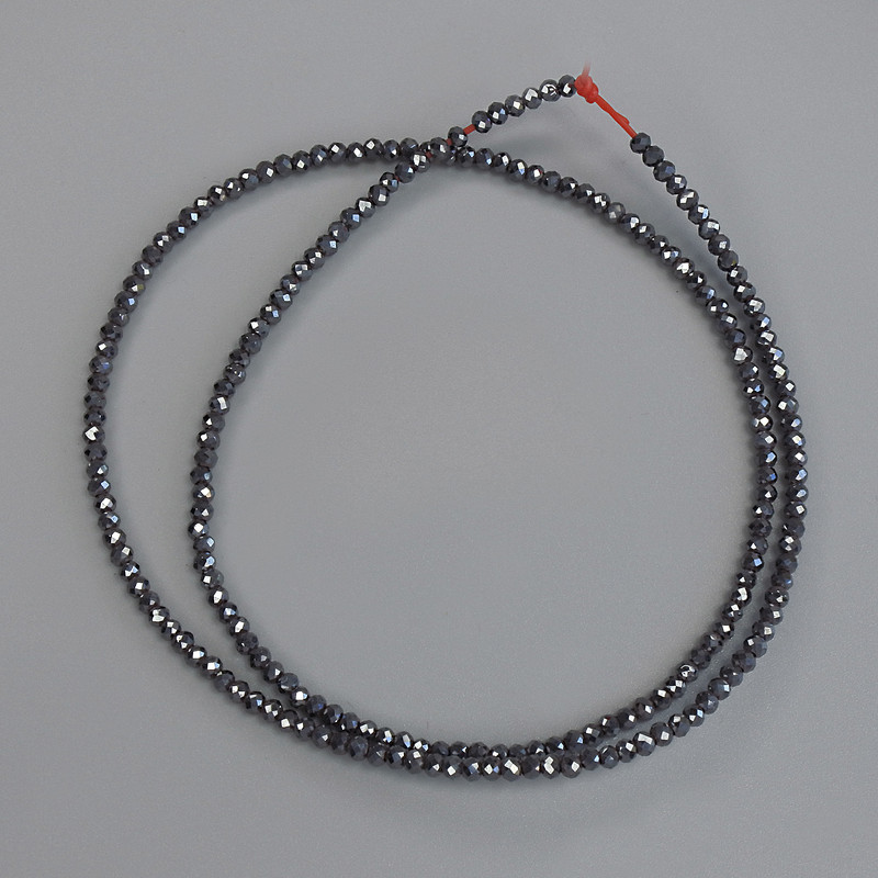 Hematite Beads Faceted Round 2mm+ on String, Length 38cm+