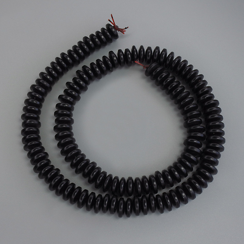 Hematite Beads, Black Color, Rondelle 8x3mm, on Thread, 40cm+