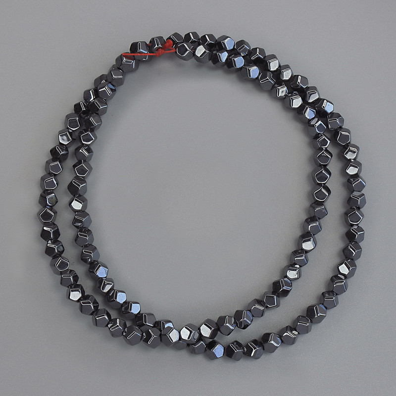 Hematite Beads Multifaceted 4x4mm ± on monofilament, 40cm+ length