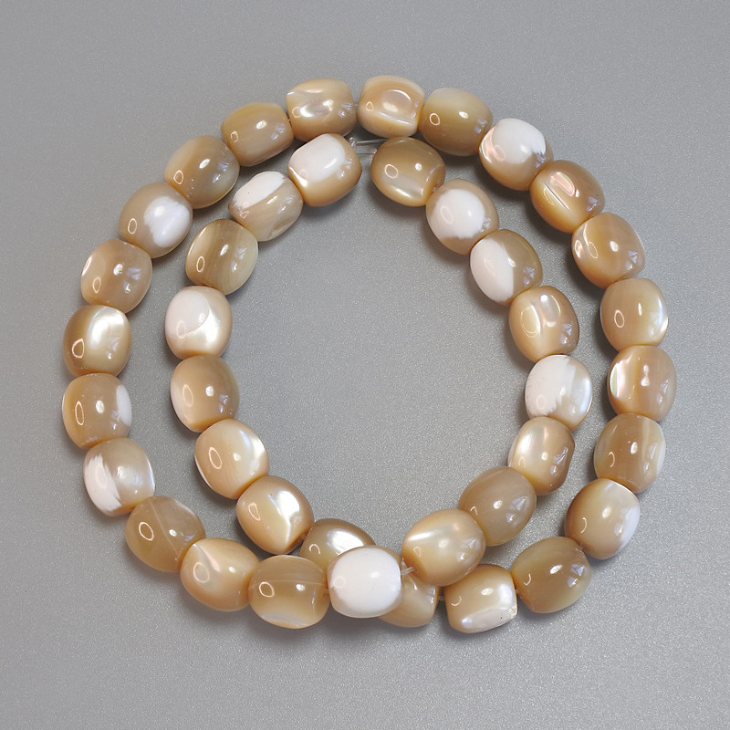 Beads Pearly Beige Barilo (Barrel-shaped) Bead, 10x9 mm, 5mm±, 40cm± length on thread