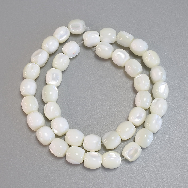 Mother-of-Pearl Barilo Beads, diameter 10x9.5 mm, 5mm±, length 40 cm± on a fishing line