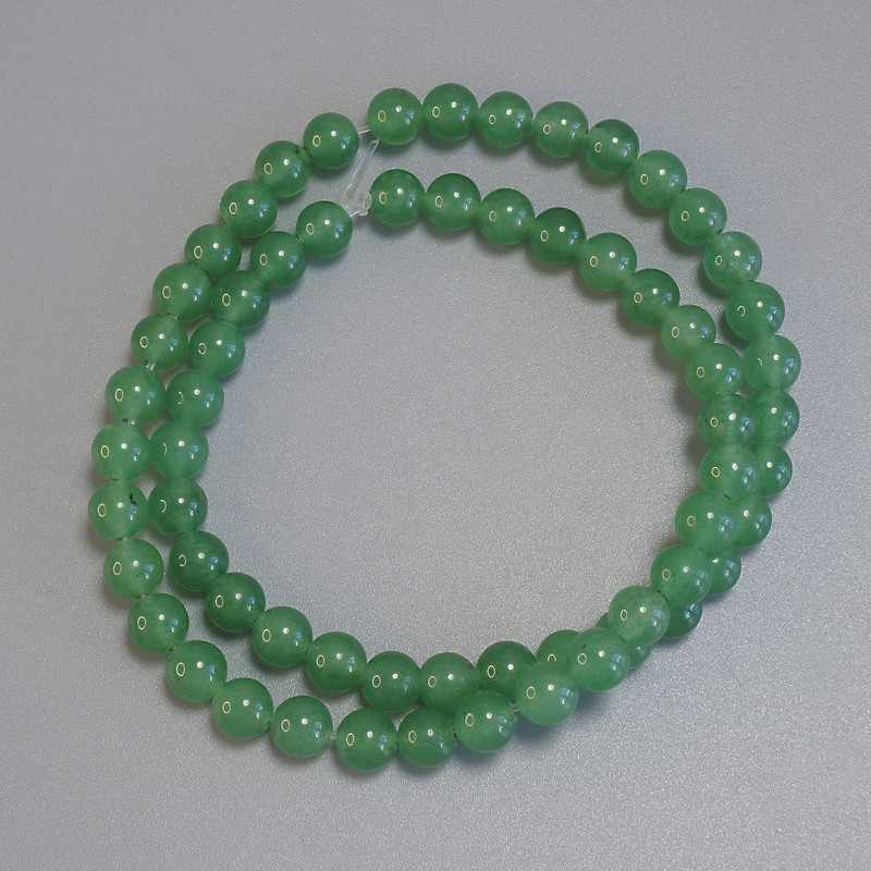 Jade Beads Smooth Round 6.5 mm on Thread, 39 in (±) Necklace Length