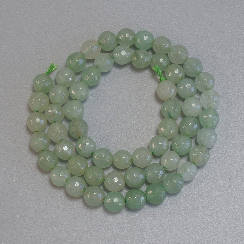 Nephrite Beads Faceted Round 6mm on Thread, 36in +/-