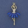 Brooch Pendant 'Ballerina' with White Rhinestones and Golden Metal 50x28mm