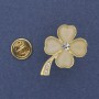 Shamrock Brooch with Cat's Eye Stone and Crystals in Gold-Tone Metal 19x30mm+