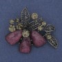 Brooch Pendant Accent with pink aquarium effect, gray rhinestones, silver metal 43x48mm+