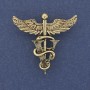 Brooch Pendant Caduceus Golden Metal 36x37mm+