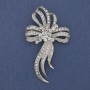 Brooch 'Bow' with White Crystals Silver Metal, diameter 72x43mm +