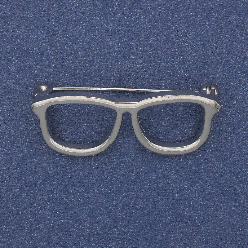 Brooch Glasses in Silver Metal 40x16mm+
