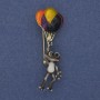Brooch Pendant Frog with Balloons Enamel Gold-Tone Metal 48x17mm+