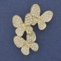 Brooch Pendant Butterflies White Crystals Gold-tone Metal 44x33mm