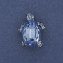 Brooch Pendant Turtle with Blue Crystal Silver Metal 24x18mm+