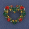 Brooch Pendant Heart Enamel with Crystals Golden Metal 40x35mm+