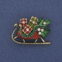 Brooch Christmas Sani colorful enamel crystals golden metal 35x24mm +