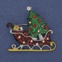 Brooch 'New Year Sani' in colored enamel with rhinestones, silver metal 42x39mm +