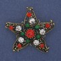 Brooch Christmas Star with rhinestones, golden metal, 50mm +