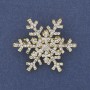 Brooch pendant Christmas Snowflake with white rhinestones on golden metal 34mm +