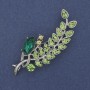 Brooch 'Branch' with multicolor rhinestones on silver metal 66x26mm +
