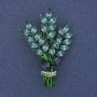 Brooch 'Branch' with blue and white rhinestones on golden metal 43x29mm +