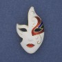 Brooch Mask White Black Red Enamel Gold-tone Metal 40x23mm+