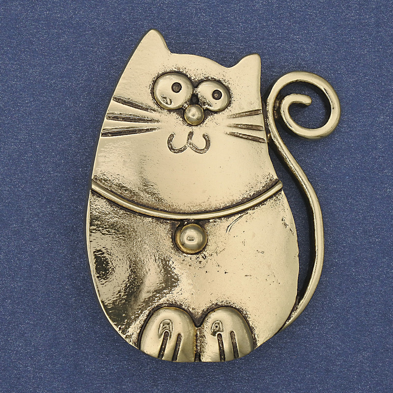 Brooch Pendant Cat Golden Metal 45×33mm+