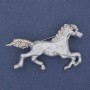 Brooch Horse Enamel White Crystals Silver Metal 50x32mm+