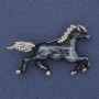 Brooch Horse Colorful Enamel with White Crystals Silver Metal 50x32mm+