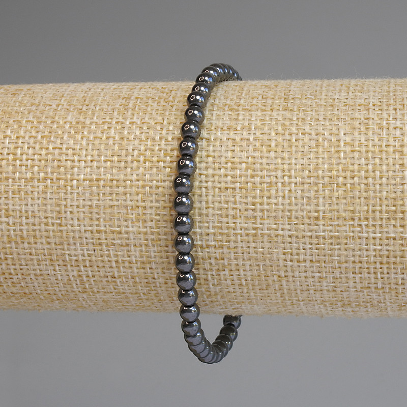 Hematite Smooth Sphere Bracelet 4mm +-, length 18cm+- Stretch