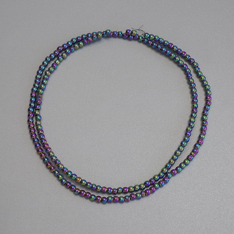 Rainbow Hematite Beads, Smooth 2mm Round On Cord, 38cm+ Length