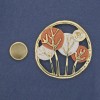 Magnetic Tree Brooch with Emerald Enamel on Gold-Tone Metal 50mm+